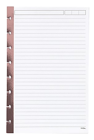 TUL® Custom Note-Taking Reinforced Metallic Edge Refill Pages, Limited Edition, Rose Gold, 5-1/2" x 8-1/2", Narrow Ruled, 100 Pages (50 Sheets)