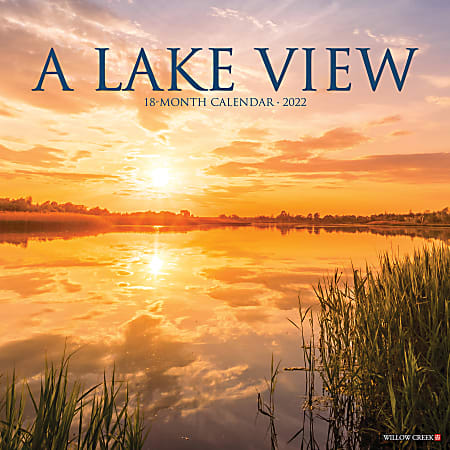 Willow Creek Press Scenic Monthly Wall Calendar, 12" x 12", Lake View, January To December 2022