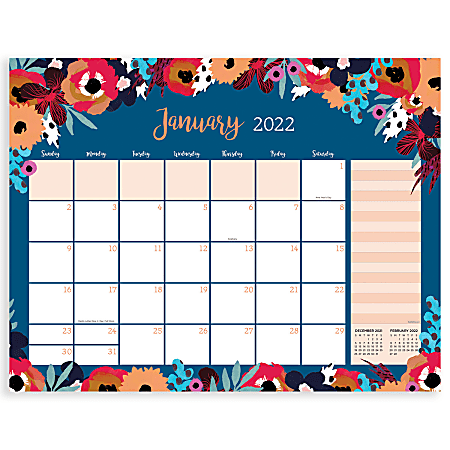 TF Publishing Large Monthly Desk Calendar, 17" x 22", Floral, January To December 2022