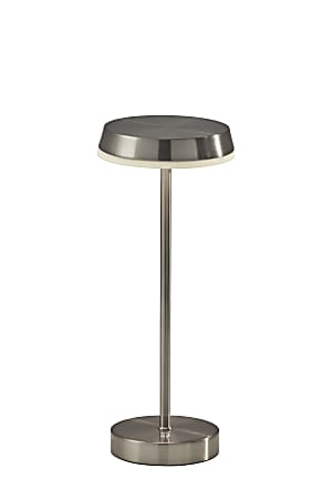 Adesso Tommy LED Cordless Indoor/Outdoor Table Lamp, 15”H, Brushed Steel