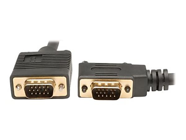 Eaton Tripp Lite Series VGA High-Resolution RGB Coaxial Cable (HD15 M/M), Right-Angle Connector, 6 ft. (1.83 m) - VGA cable - HD-15 (VGA) (M) to HD-15 (VGA) (M) - 6 ft - 90° connector, molded, thumbscrews - black