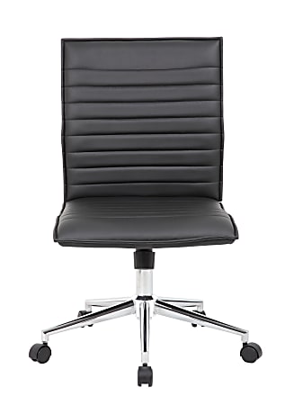 Boss Office Products Sleek Ribbed Armless Task Chair Black