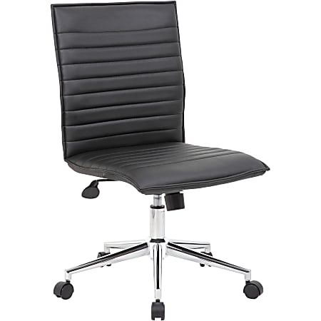 Black leather armless office clearance chair