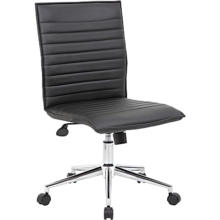 Boss Office Products Sleek Ribbed Armless Task Chair Black