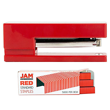 JAM Paper® 2-Piece Office Stapler Set, 1 Stapler & 1 Pack of Staples,  Red