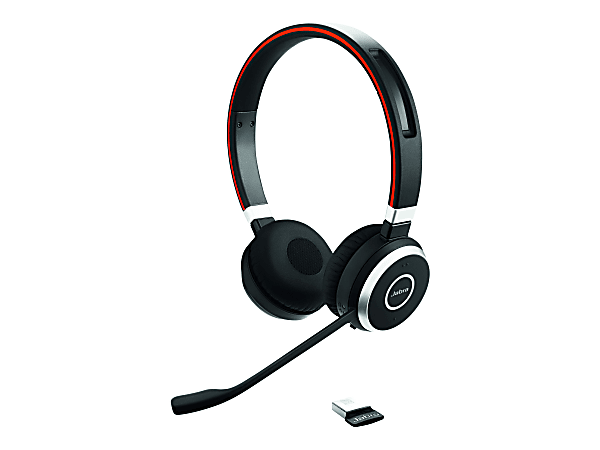 Jabra Evolve 65 Stereo Bluetooth Wireless UC Headphones Bundle - Global  Teck Mic Cushions, USB Dongle, Charging Stand, Compatible with Softphones