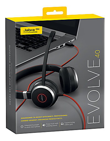 Jabra Evolve 40 Professional Wired Headset, Stereo, UC-Optimized –  Telephone Headset for Greater Productivity, Superior Sound for Calls and  Music