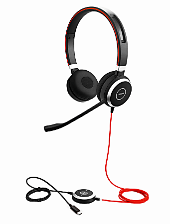 Jabra EVOLVE 40 UC SME Headset Stereo Mini phone 3.5mm Wired Over the head Binaural Supra aural Noise Canceling Black Office Depot