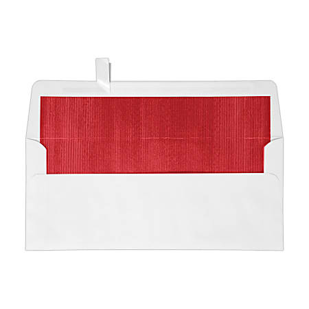 LUX #10 Foil-Lined Square-Flap Envelopes, Peel & Press Closure, White/Red, Pack Of 500