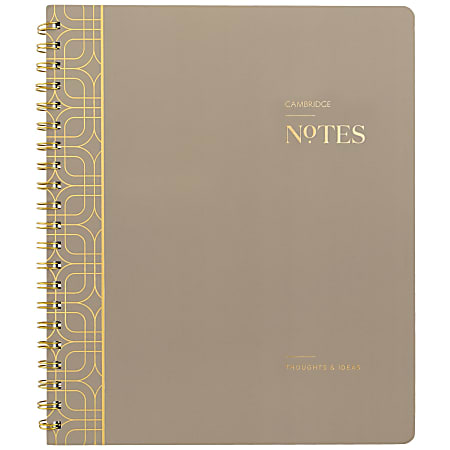 Cambridge® WorkStyle® Notebook, 80 Sheets, Timeless Taupe, Large, 8 1/2" x 11"