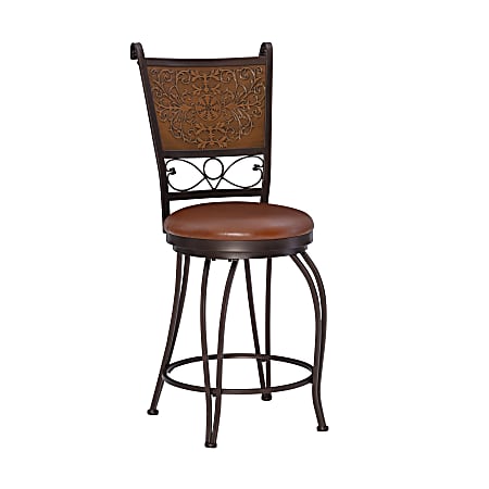 Powell Stamped Back Counter Stool, Brown/Bronze