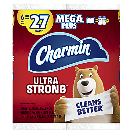 Charmin Ultra-Strong 2-Ply Toilet Paper, 297 Sheets Per Roll, Pack Of 6 Mega Rolls