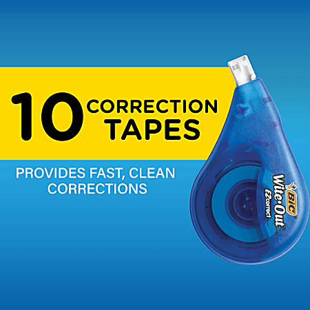 BIC Wite-Out Brand Mini Correction Tape, White, Tape Applies Dry, Great For  School And Home 12-Count