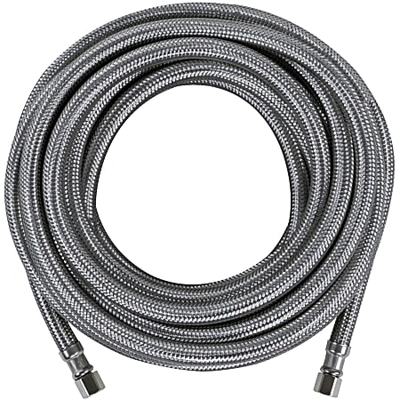Certified Appliance Accessories Braided Stainless Steel Ice Maker Connector - 25 ft - Silver, Stainless Steel - IM300SS