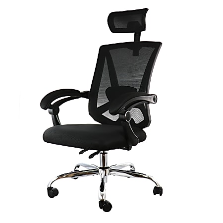 Elama Ergonomic Mesh Full-Back Adjustable Office Task Chair With Headrest, Black