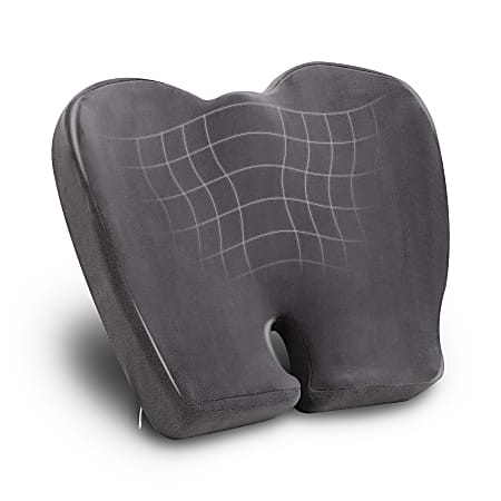 Mind Reader Harmony Collection Orthopedic Seat Cushion Removable Washable  Cover, Memory Foam, 4H x 15-1/2W x 18-1/4L, Gray