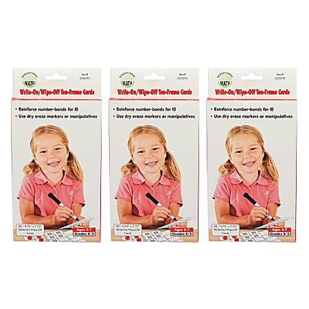 Sensational Math Write-On/Wipe-Off 10-Frame Cards, 4-3/4" x 7-3/4", Kindergarten - Grade 1, 30 Cards Per Pack, Set Of 3 Packs