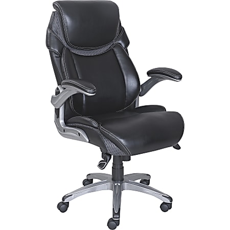 Lorell® Wellness by Design® Ergonomic Bonded Leather Executive Chair, With Dormeo Octaspring Technology, Black
