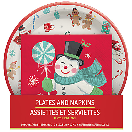 Amscan Christmas Peppermint Twist Plates And Lunch Napkins