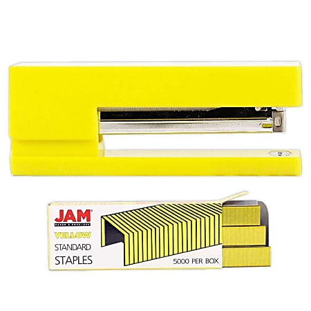 JAM Paper® 2-Piece Office Stapler Set, 1 Stapler & 1 Pack of Staples, Yellow