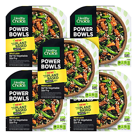 Healthy Choice Power Bowl Gardein Beef And Vegetable Stir Fry, 9.25 Oz, Case Of 5