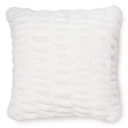 Dormify Angelina Ruched Polyester Faux Fur Square Pillow, 18″ x 18″, White