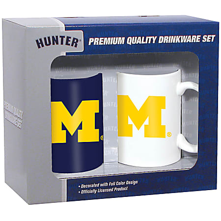Hunter® NCAA Ceramic Mug Set, 11 Oz, Michigan Wolverines, Pack Of 2