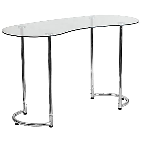 Flash Furniture 48"W Curved Contemporary Computer Desk, Clear/Chrome