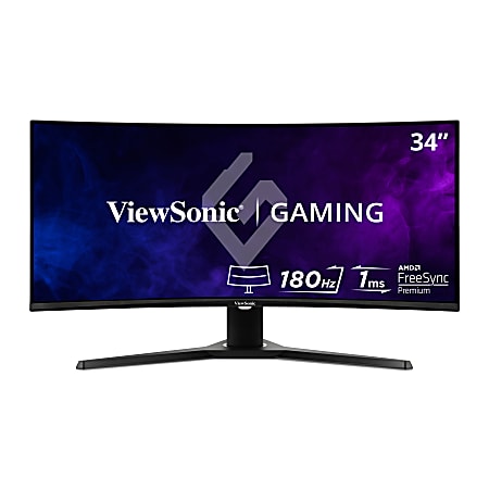ViewSonic® VX3418-2KPC 34” WQHD LED 1ms 180Hz Gaming Monitor, FreeSync Premium
