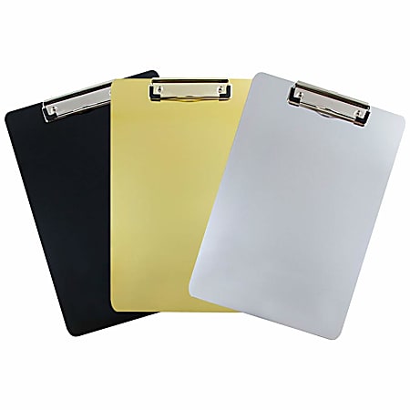JAM Paper® Letter-Size Clipboards With Low-Profile Metal Clips, 9" x 12-1/2", Assorted Colors, Pack Of 3 Clipboards