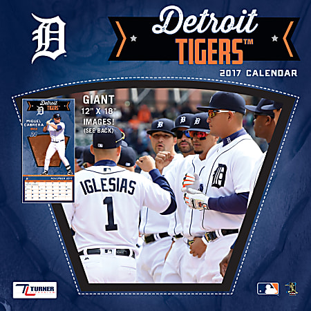 Turner Licensing® Team Wall Calendar, 12" x 12", Detroit Tigers, January to December 2017