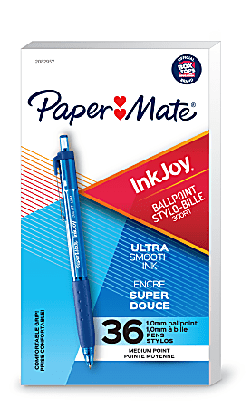 Paper Mate InkJoy 300 RT Retractable Ballpoint Pen - Medium Pen Point - 1 mm Pen Point Size - Retractable - Blue - Blue Plastic Barrel - 36 / Box
