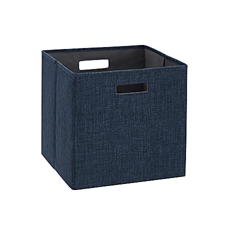 Linon Emmet Storage Bins, 13”H x 13”W x 13”D, Navy, Set Of 2 Bins
