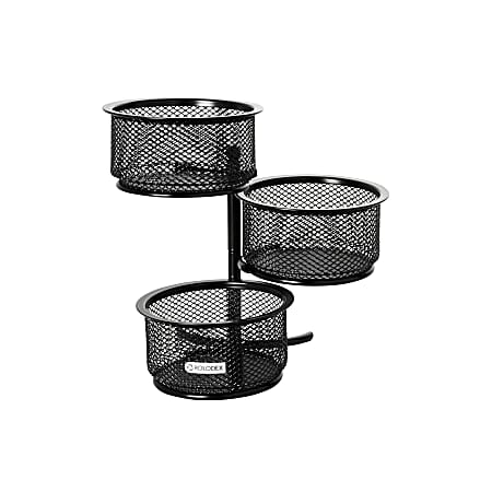 Rolodex® Mesh 3-Tier Swivel Paper Clip Dish, Black