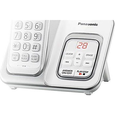 Panasonic DECT 6.0 Expandable Cordless Phone with Answering Machine and  Smart Call Block - 2 Cordless Handsets - KX-TGD632W (White/Silver) 