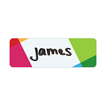 Custom Printed Full Color Reusable Rectangle Plastic White Board Name Badge/Tag, 1" x 3"