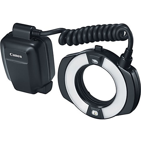 Canon Macro Ring Lite MR-14EX II - E-TTL, Manual - Guide Number 10.5m/45.9ft at ISO 100 - Recycle Time 5.5 Second - 16.40 ft Range - 80° Horizontal, 80° Vertical - 4 x Batteries Supported - AA - Shoe Mount