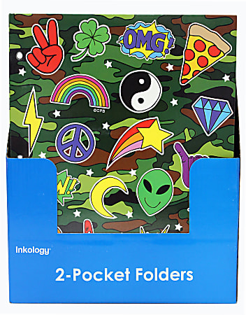 Inkology 2-Pocket Portfolios, Corey Paige, 9-1/2" x 11-3/4", Assorted Designs, Pack Of 24 Folders