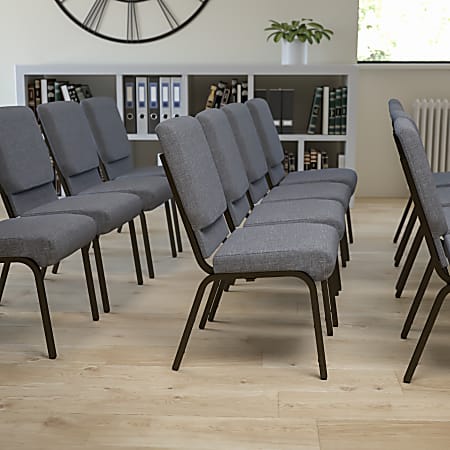 Flash Furniture HERCULES Series Stacking Church Chair, Gray/Gold Vein