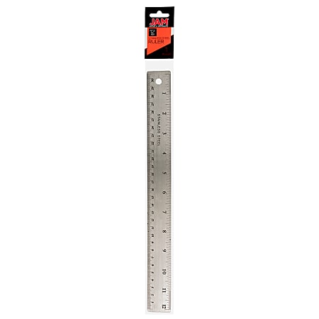 JAM Paper® Stainless Steel Rulers, 12", Silver, Pack Of 12 Rulers