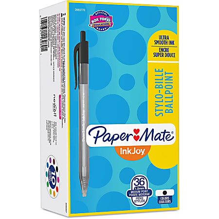 Paper Mate InkJoy 100RT 1.0mm Ballpoint Pen - Medium Pen Point - 1 mm Pen Point Size - Yes - Black - Plastic Barrel - 36 / Box