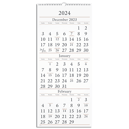 2023-2025 AT-A-GLANCE® 3-Month 15-Month Wall Calendar, 12&quot; x