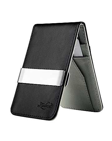 Zodaca Genuine Leather Wallet With Money Clip, Black/Gray/Silver