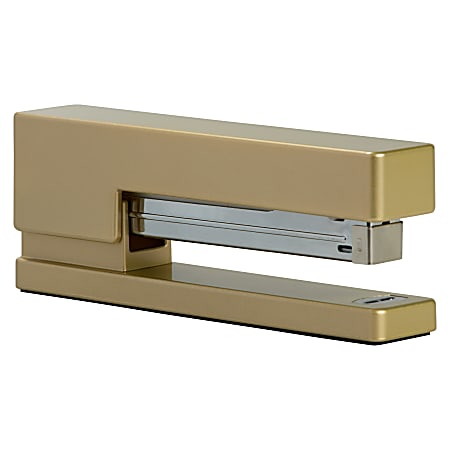 JAM Paper® Plastic Stapler, 2-1/2"H x 1-1/8"W x 6"D, Gold