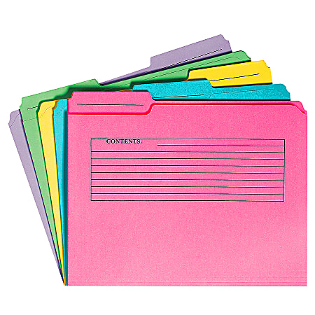 Pendaflex® Folders With Two-Ply Tab And Printed Form, Assorted Colors, Pack Of 24