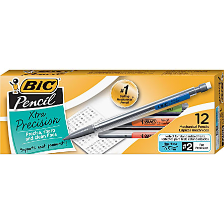 0.5mm 24-Count Metallic Barrel 3 Pack Fine Point BIC Xtra-Precision Mechanical Pencil 