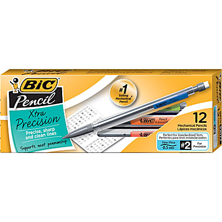 Bic Mechanical Pencils, Xtra Precision, 0.5 mm, Clear Barrel, 12 Ea