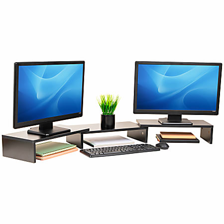 Mind Reader Dual Monitor Stand, 4-3/4&rdquo;H x 9-1/4&rdquo;W x 51-1/4&rdquo;D, Black
