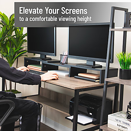 Mind Reader Dual Monitor Stand 4 34 H x 9 14 W x 51 14 D Black - Office ...