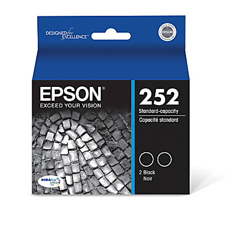 Epson® 252 DuraBrite® Ultra Black Ink Cartridges, Pack Of 2, T252120-D2